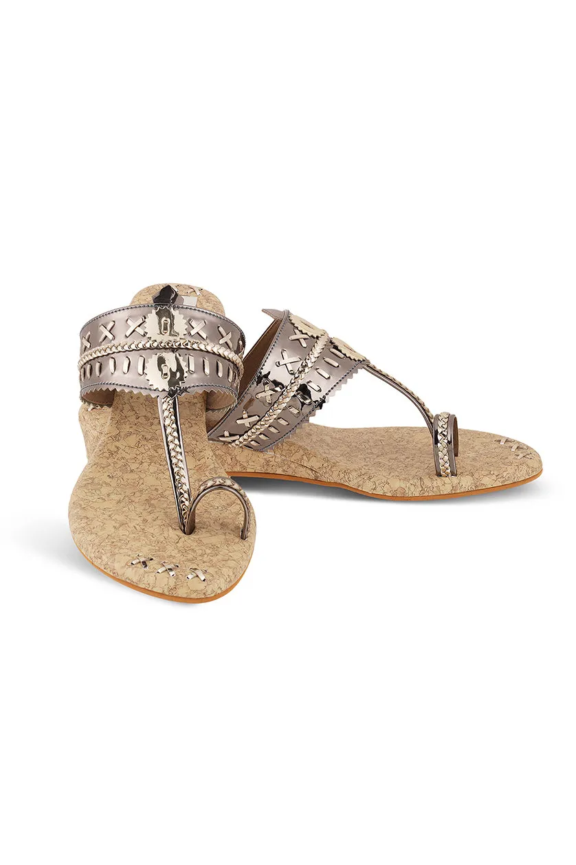 Metallic Weave 1 Inch K Flats Gold