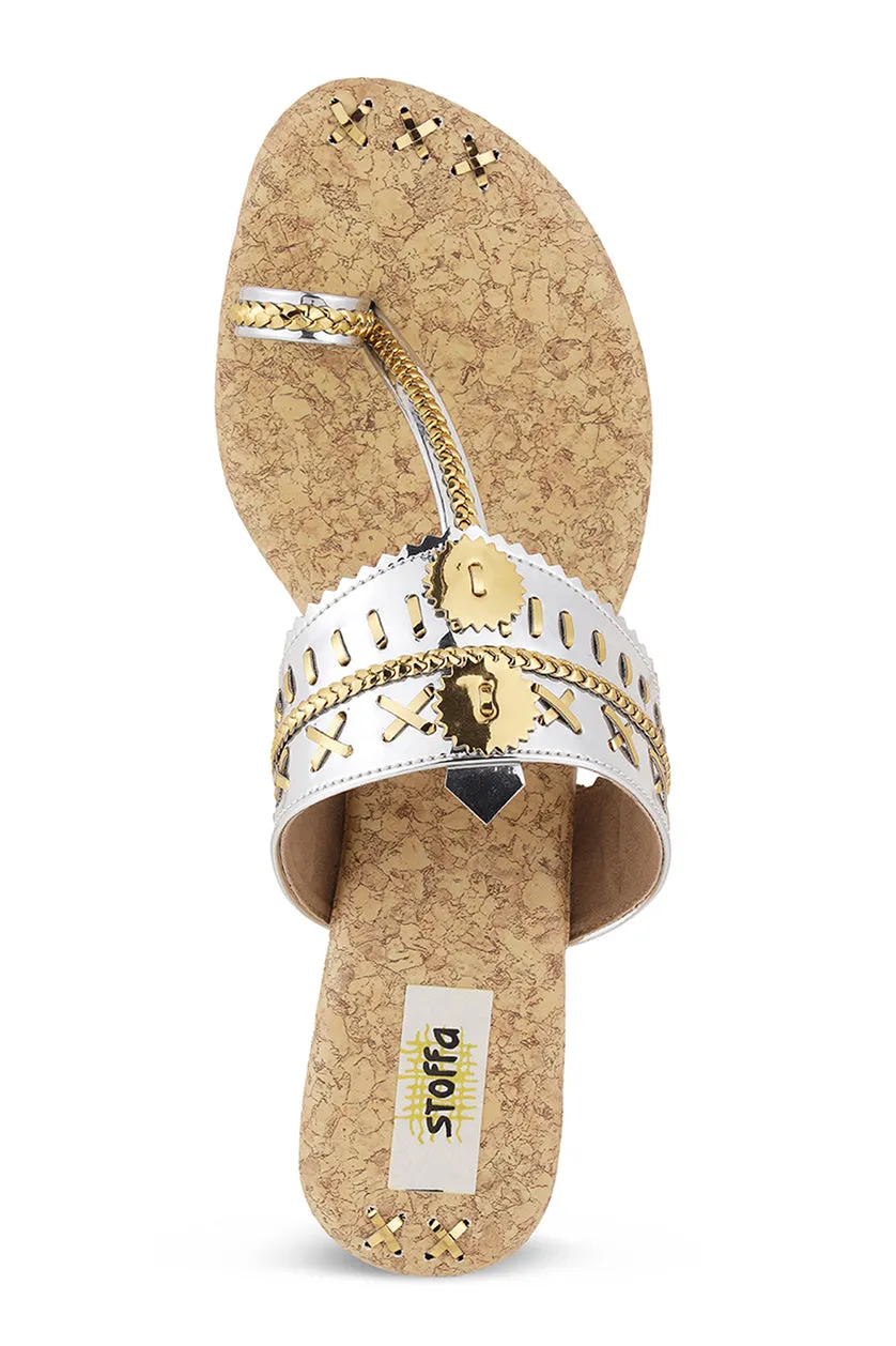 Metallic Weave 1 Inch K Flats Gold
