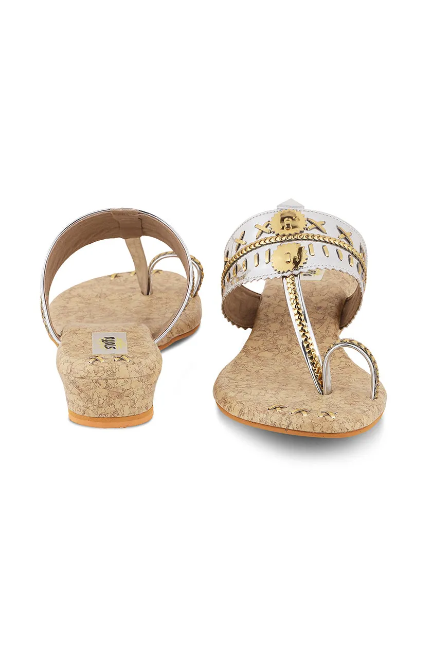 Metallic Weave 1 Inch K Flats Gold