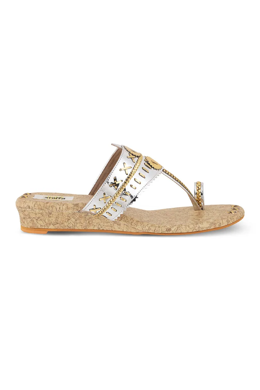 Metallic Weave 1 Inch K Flats Gold