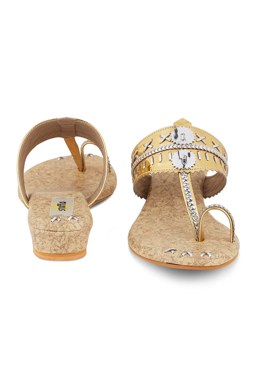 Metallic Weave 1 Inch K Flats Gold