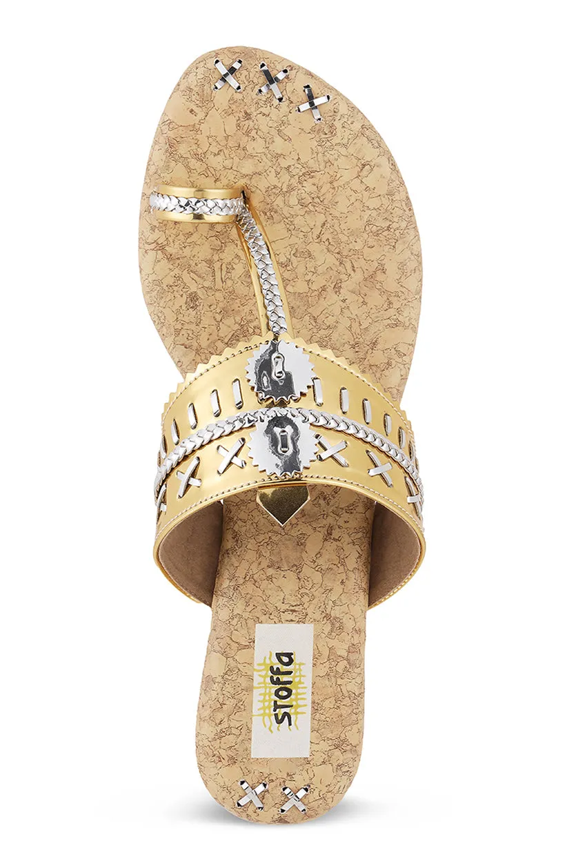 Metallic Weave 1 Inch K Flats Gold