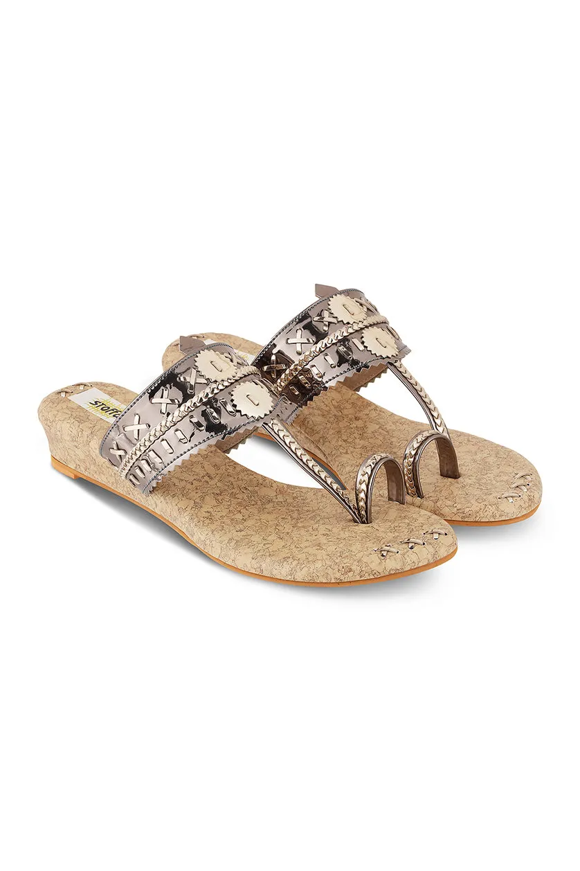 Metallic Weave 1 Inch K Flats Pewter
