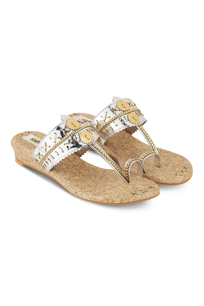 Metallic Weave 1 Inch K Flats Pewter