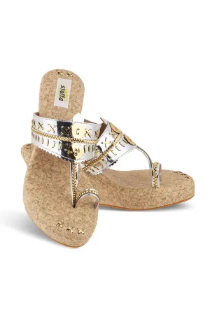 Metallic Weave High K Wedge Silver