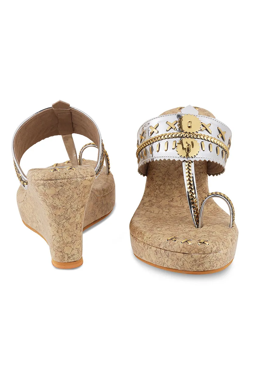 Metallic Weave High K Wedge Silver