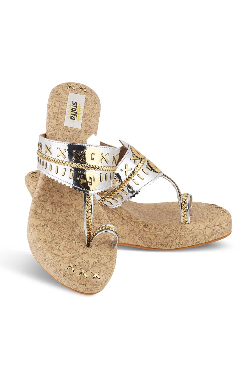 Metallic Weave High K Wedge Silver