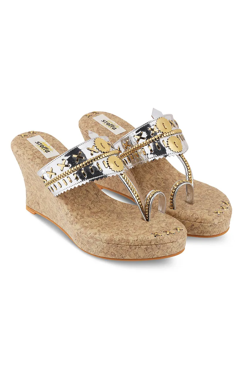 Metallic Weave High K Wedge Silver
