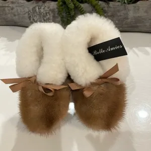 MINK &amp; SHEARLING BABY BOOTIES - Small New With Tags