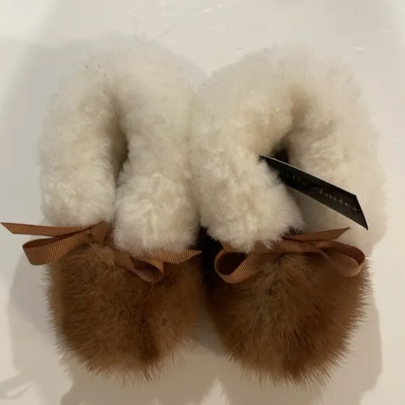 MINK &amp; SHEARLING BABY BOOTIES - Small New With Tags