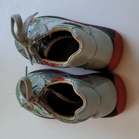 Moschino Ankle High Bootie Green Floral Size 24/6