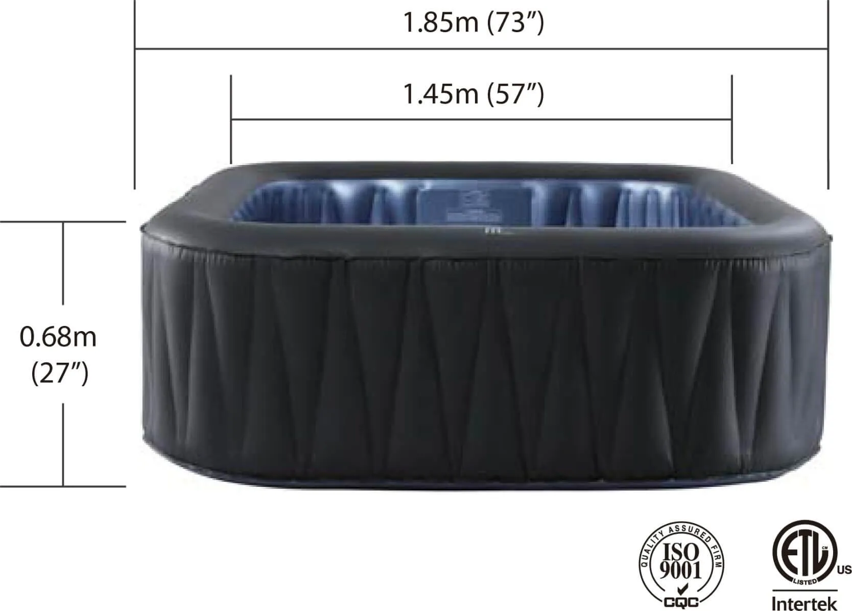 MSPA Black Inflatable Hot Tub 4-6 People - 245 Gallon - Plug&Play I SPAFAIR