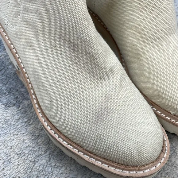 New Dolce Vita Huey Booties Ankle Boot Cream Sandstone Canvas Sz 6