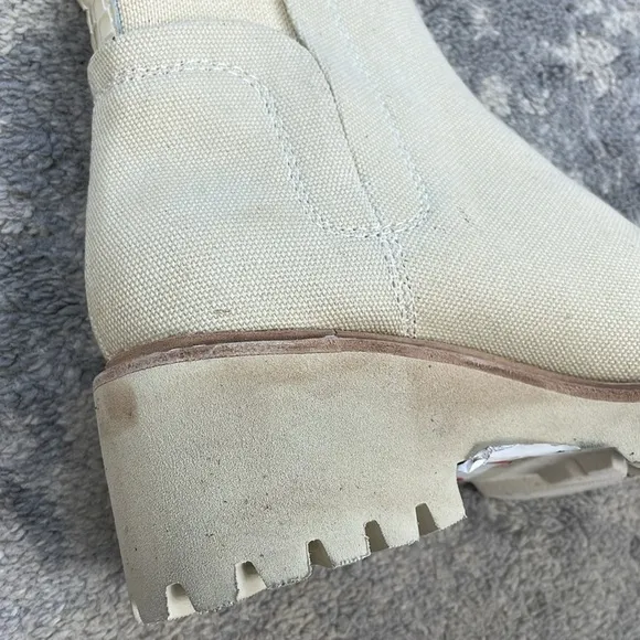 New Dolce Vita Huey Booties Ankle Boot Cream Sandstone Canvas Sz 6