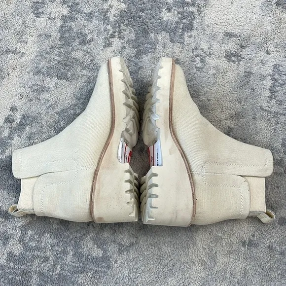 New Dolce Vita Huey Booties Ankle Boot Cream Sandstone Canvas Sz 6