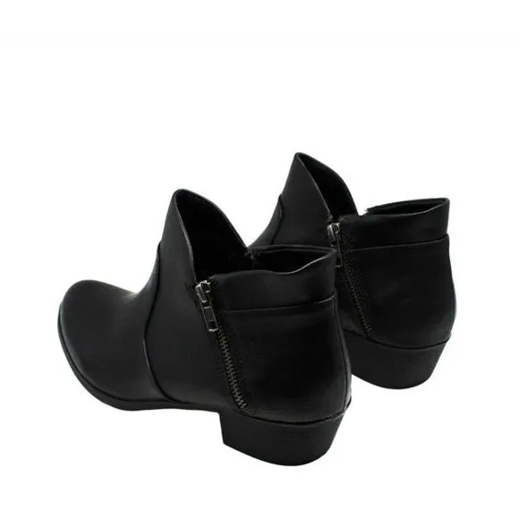New SUN   STONE Abby Double Zip Ankle Booties Macy's black leather 11