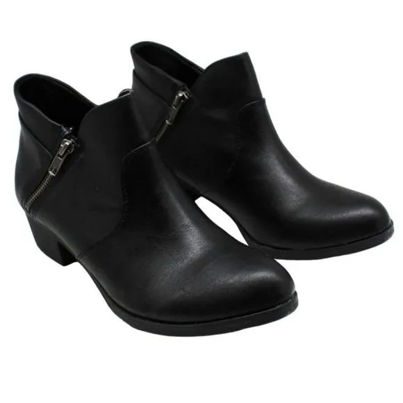 New SUN   STONE Abby Double Zip Ankle Booties Macy's black leather 11