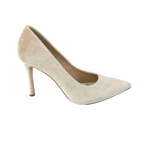 Nicola Bathie Antonio Melani Bonnie Champagne Velvet Pointed Toe Pump Women’s