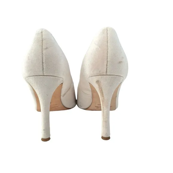 Nicola Bathie Antonio Melani Bonnie Champagne Velvet Pointed Toe Pump Women’s