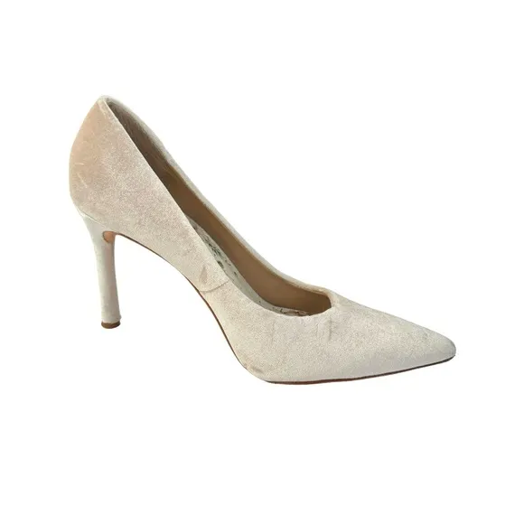 Nicola Bathie Antonio Melani Bonnie Champagne Velvet Pointed Toe Pump Women’s