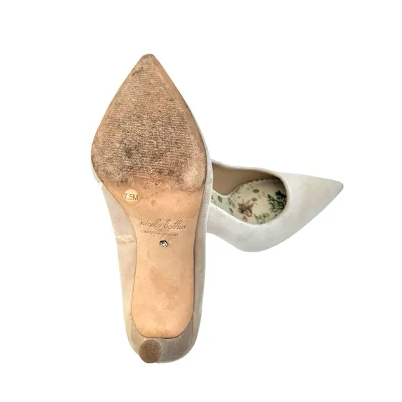 Nicola Bathie Antonio Melani Bonnie Champagne Velvet Pointed Toe Pump Women’s