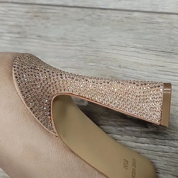 Nine West Size 8 1/2 Trendz Rhinestone Tapered Heel Pointy Toe Dress Pumps