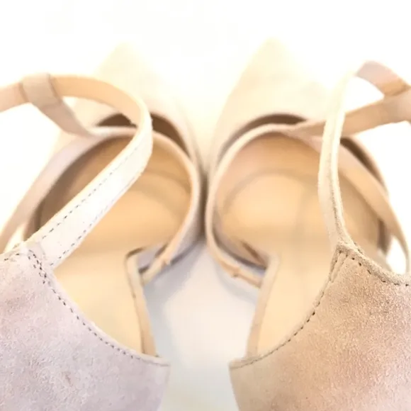 NINE WEST Suede Stiletto Heels Pointed Toe Pumps Ivory Tornaydoo Women’s Size 9M