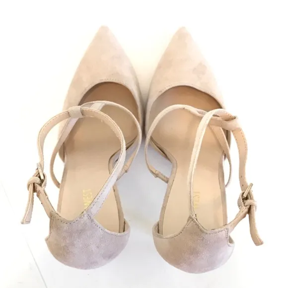 NINE WEST Suede Stiletto Heels Pointed Toe Pumps Ivory Tornaydoo Women’s Size 9M