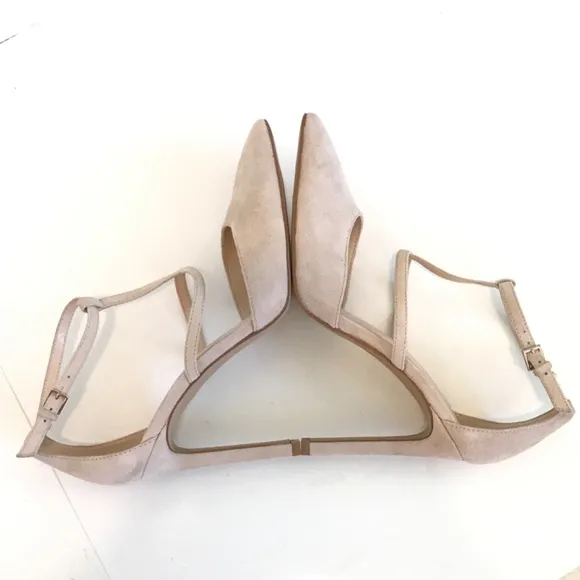 NINE WEST Suede Stiletto Heels Pointed Toe Pumps Ivory Tornaydoo Women’s Size 9M