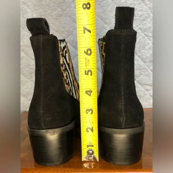 NWOB Crown Vintage Tolana Chelsea black leather animal print booties