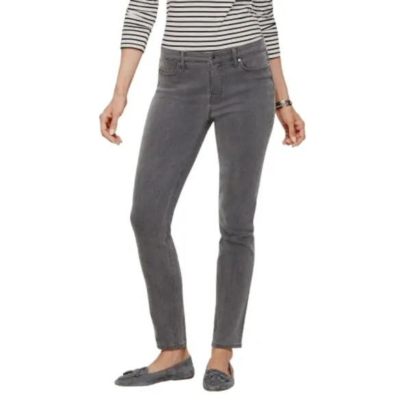 NWT Talbots Womens Plus Size 16W Gray Slim Ankle Five-Pocket Jeans NEW