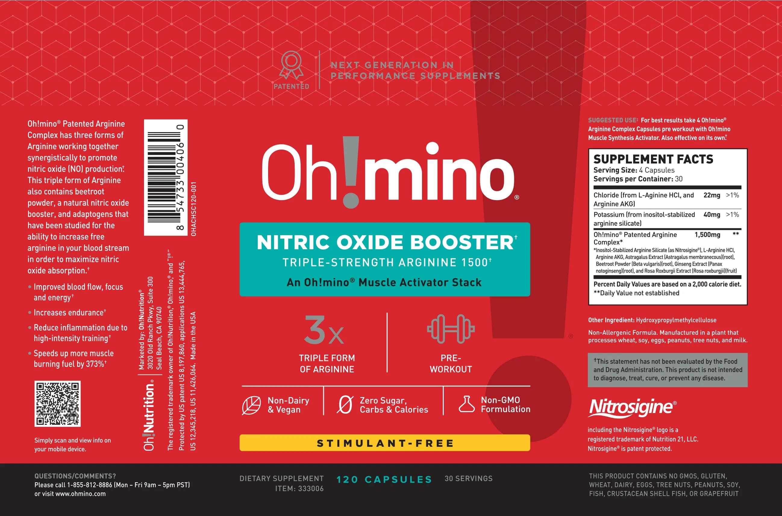 Oh!mino® Nitric Oxide Booster