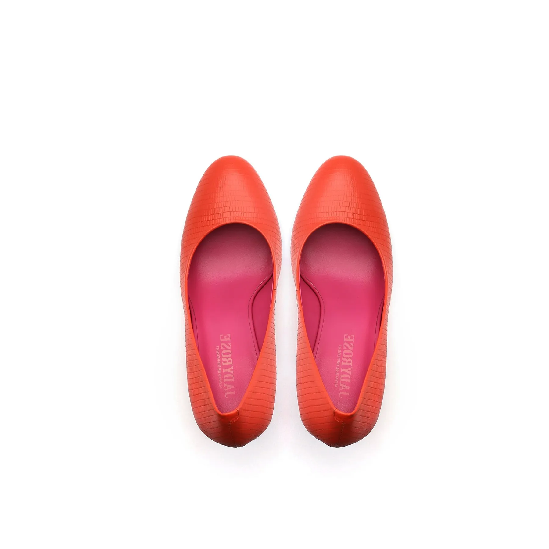 Open Triangle-Heel Leather Pump - Orange