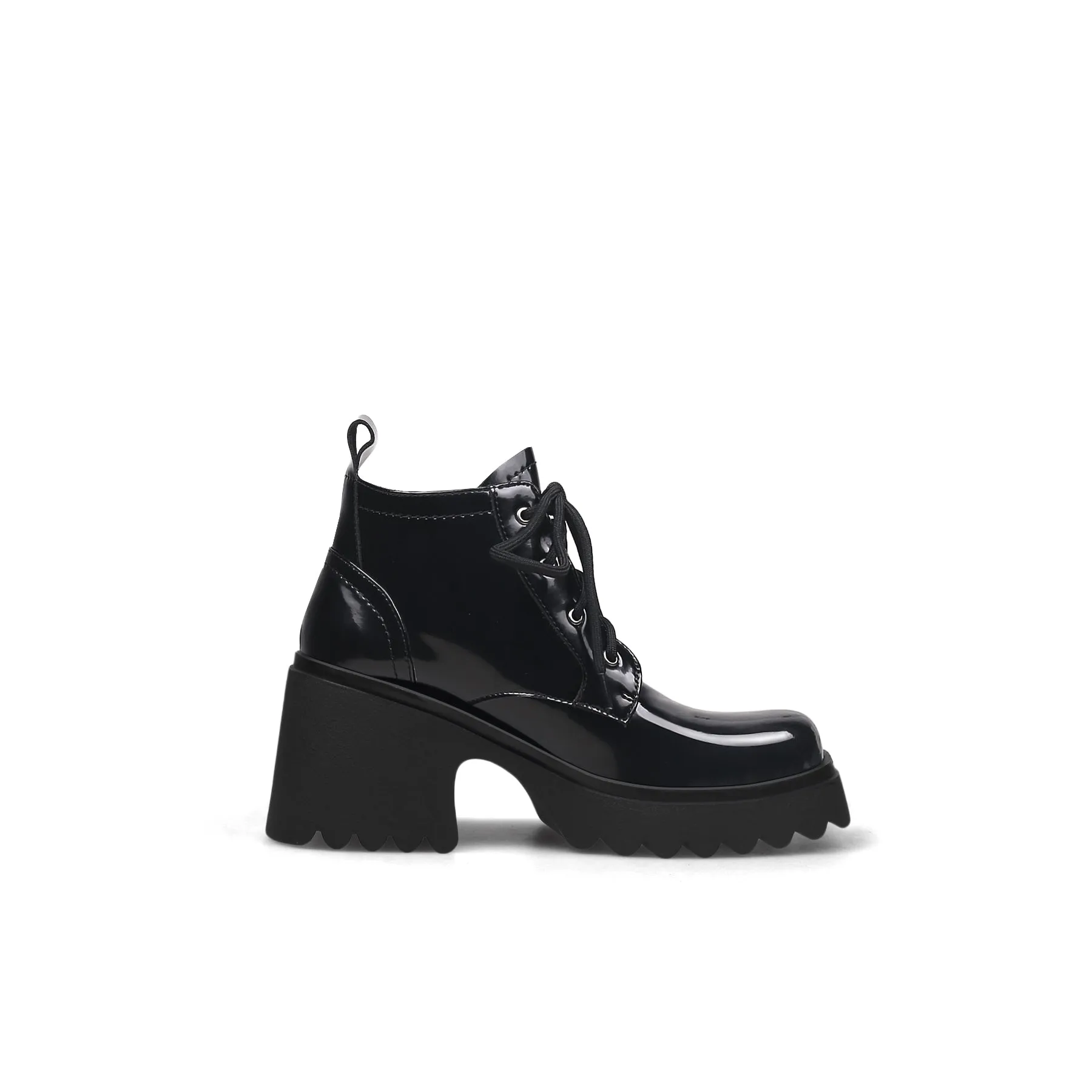 Paint Leather Lug Sole Sneaker Black