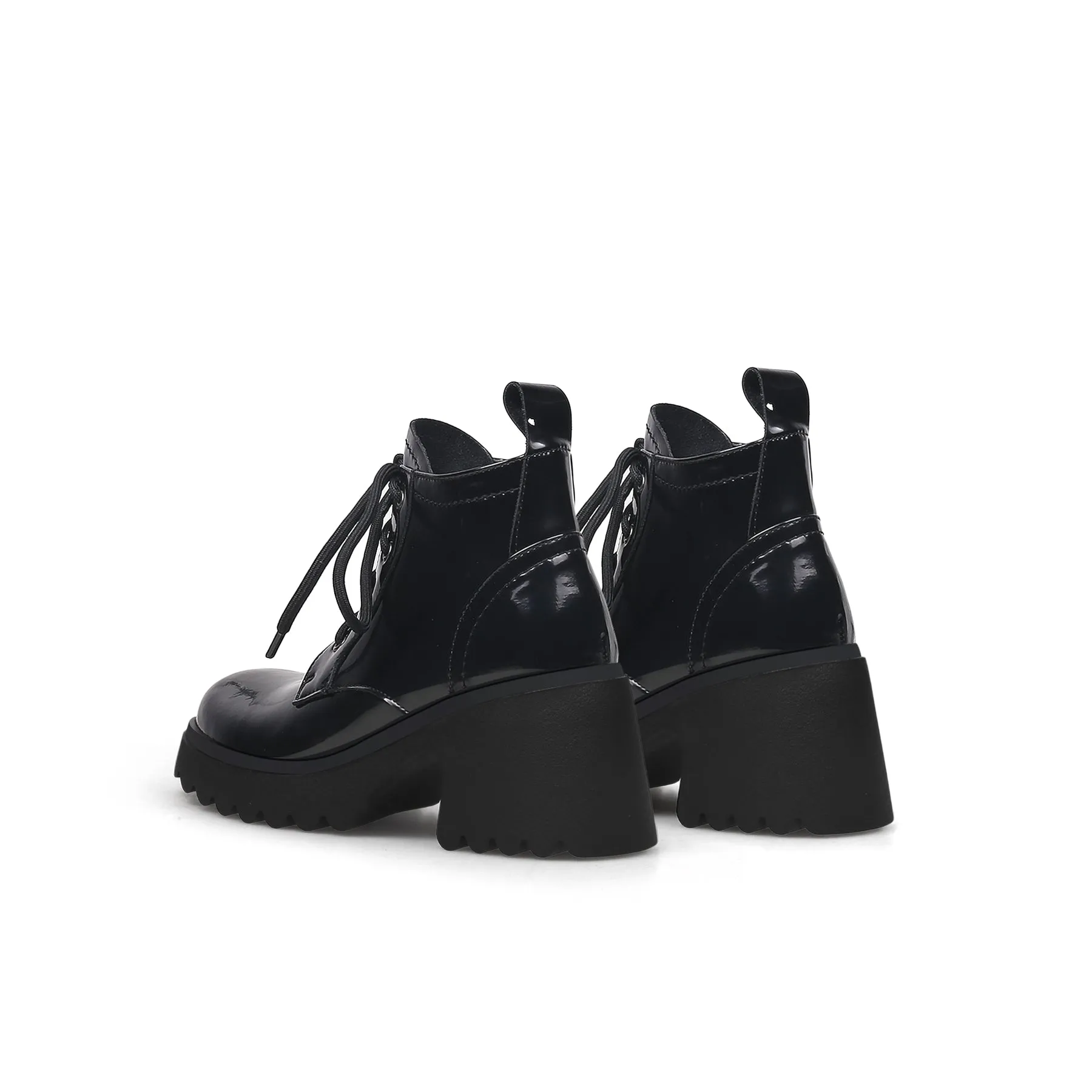 Paint Leather Lug Sole Sneaker Black
