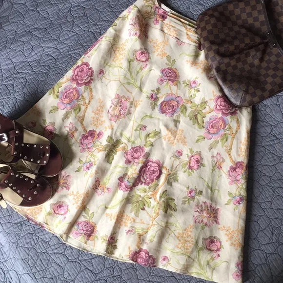 Pendleton Floral Linen Skirt