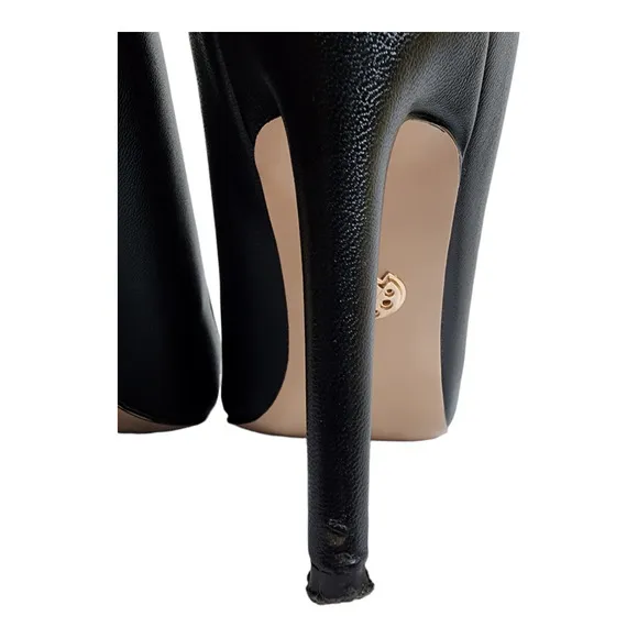 Petit Cadeau Lavinia Black Vegan Leather Stilettos Women's Size 7