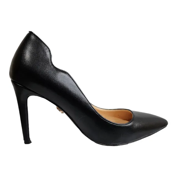Petit Cadeau Lavinia Black Vegan Leather Stilettos Women's Size 7