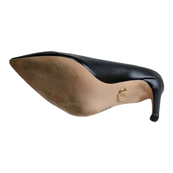 Petit Cadeau Lavinia Black Vegan Leather Stilettos Women's Size 7