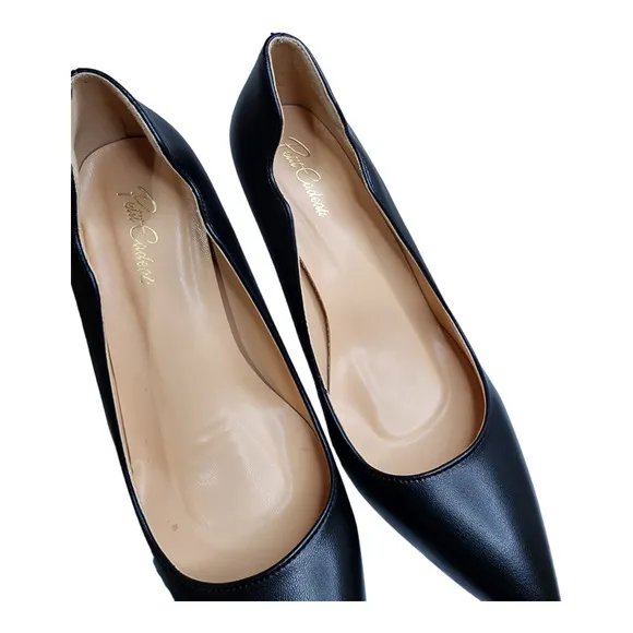 Petit Cadeau Lavinia Black Vegan Leather Stilettos Women's Size 7