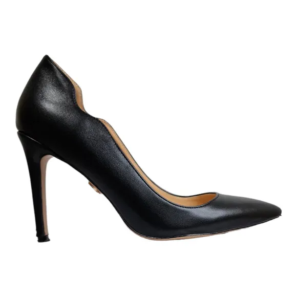 Petit Cadeau Lavinia Black Vegan Leather Stilettos Women's Size 7