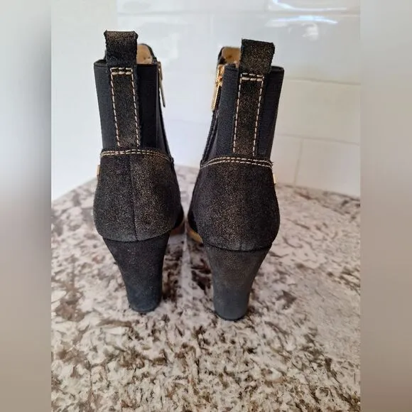 Pikolinos black and gold suede ankle bootie size 37 EU - 6 , 6.5 US