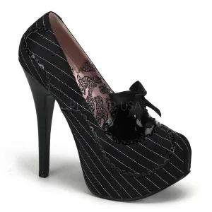 Pinstripe Black - Teeze Pump with Bow - Size