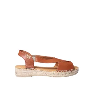 Plain Leather Wedge Espadrille for Women - Elda-P