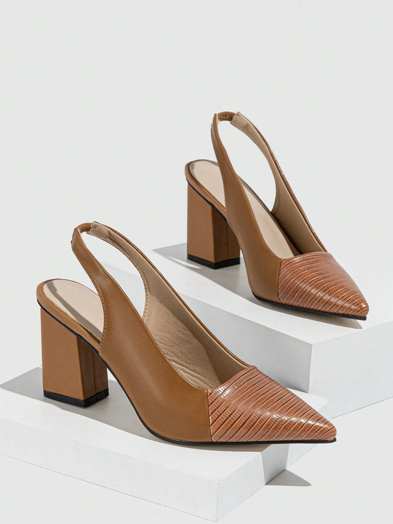 Pointed Toe Back Strap High Heels