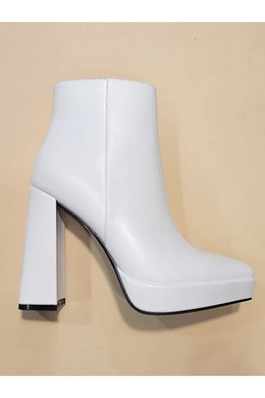 Pointy Toe White Booties