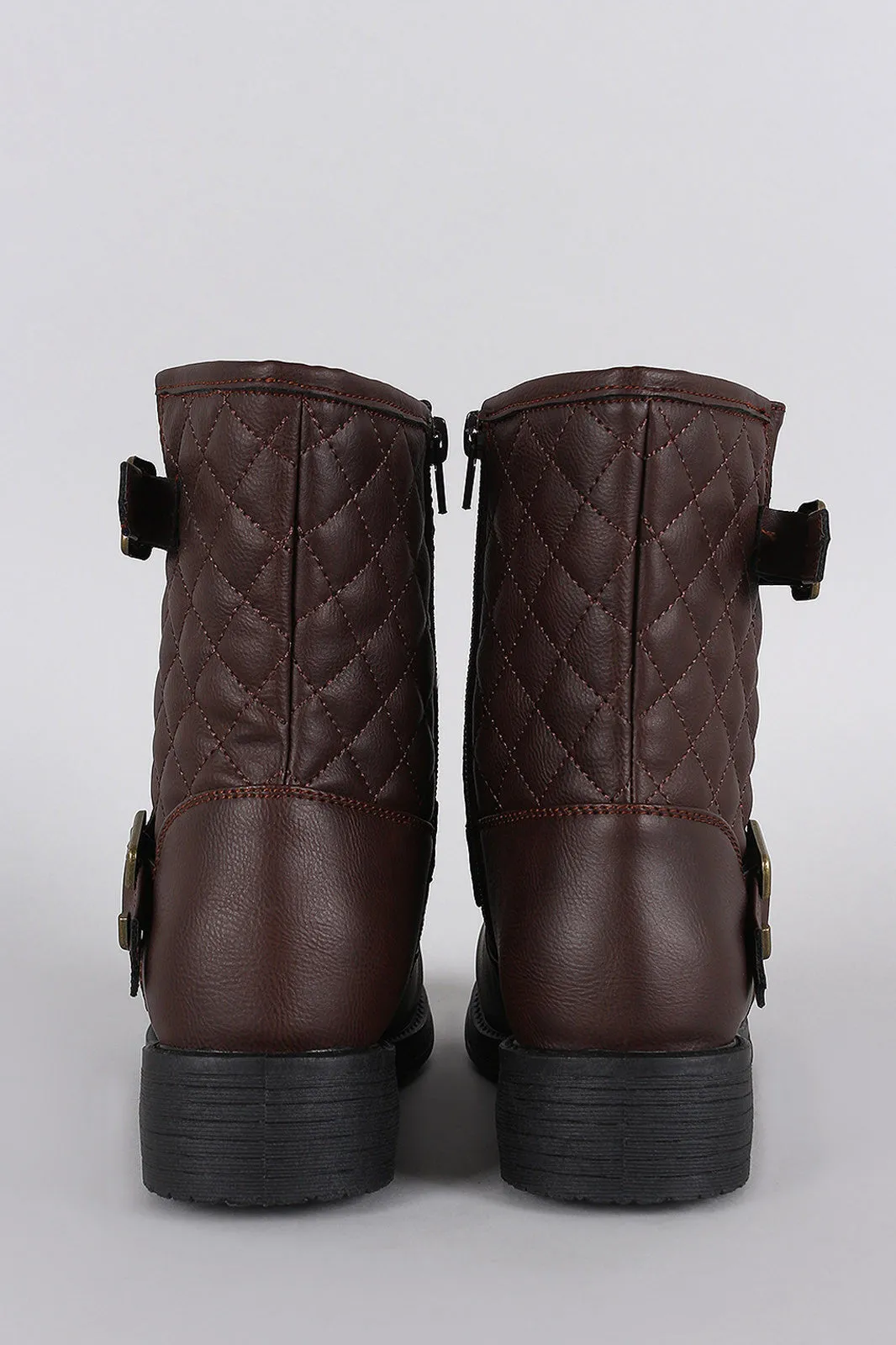 Quilted Round Toe Ankle Boots
