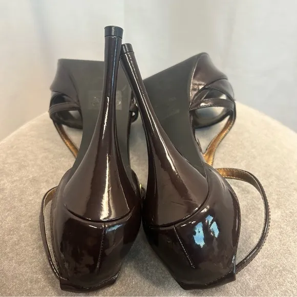 Qupid patent strappy platform high heel pumps dark eggplant mahogany burgundy 9