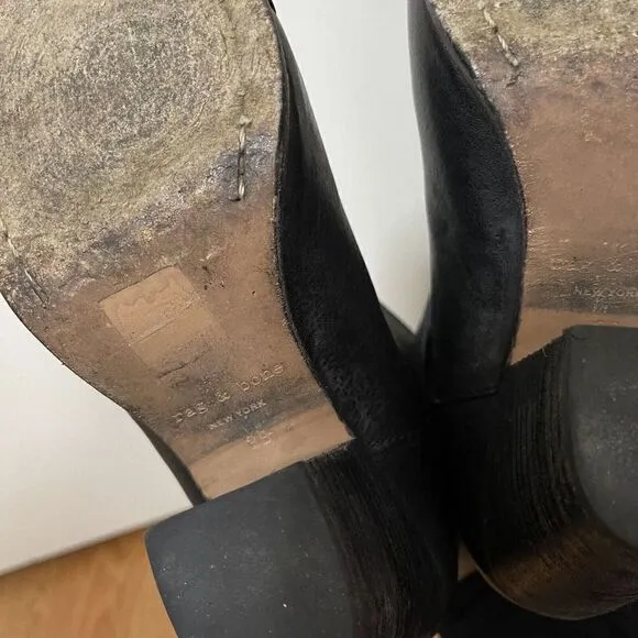 Rag &amp; Bone black leather heeled ankle booties with strap size EU 38 US 8