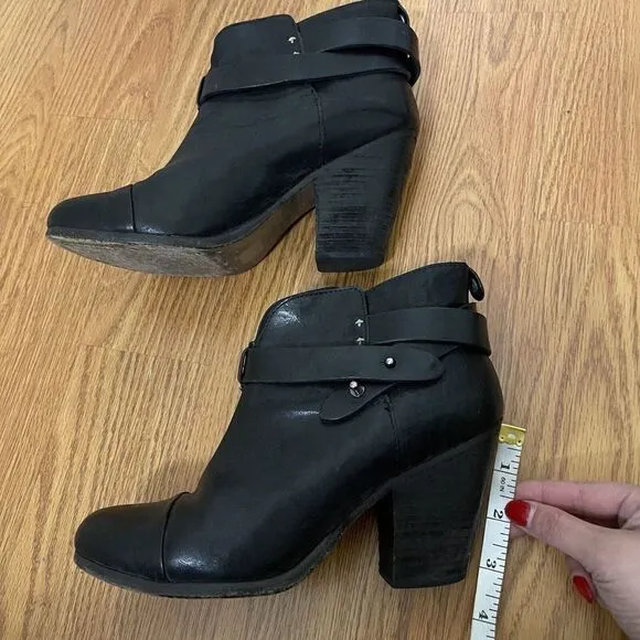Rag &amp; Bone black leather heeled ankle booties with strap size EU 38 US 8